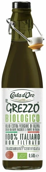 Масло оливковое Costa d'Oro Il Grezzo Extra Virgin BIO, нефильтрованное, 0.5л