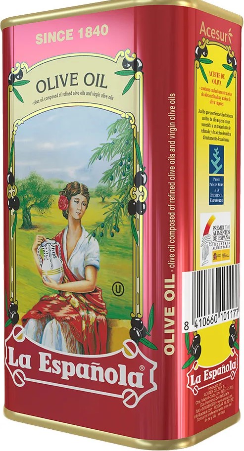 Масло оливковое рафинированное с добавлением нерафинированного, La Espanola, ж/б, 1л