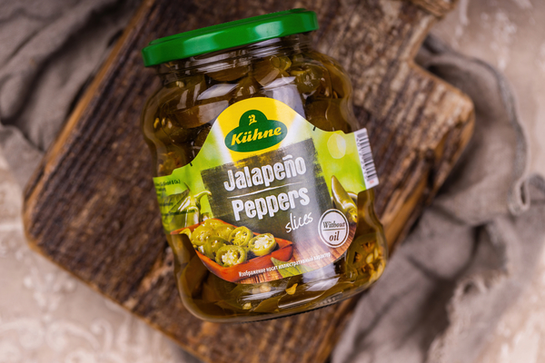 Перец Халапеньо резаный б/сод масла, Kuhne, 330 г