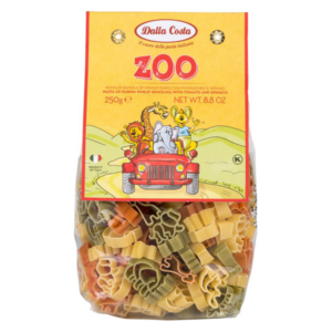 Макаронные изделия без яиц Dalla Costa со шпинатом и томатами "Зоопарк", 0,250 кг